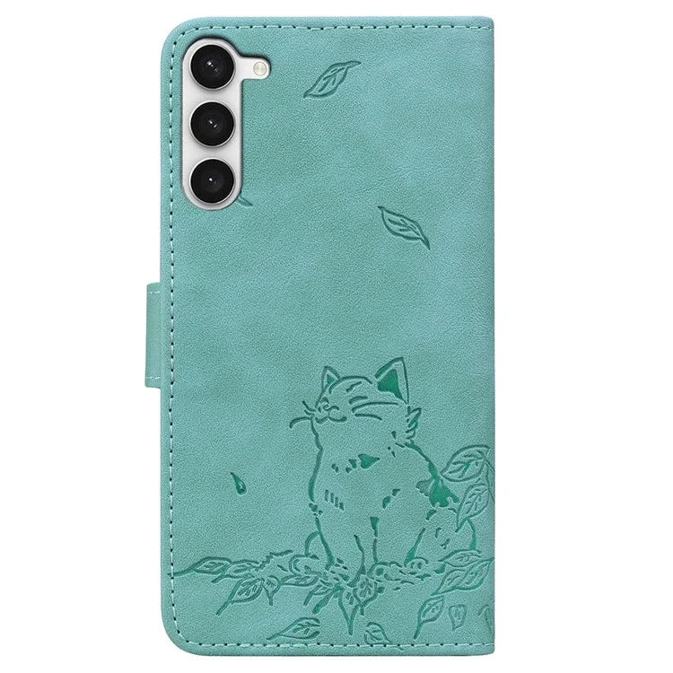 For Samsung Galaxy S23+ Case Wallet Cat Pattern Imprinted Leather Phone Cover