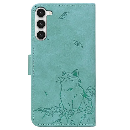 For Samsung Galaxy S23+ Case Wallet Cat Pattern Imprinted Leather Phone Cover