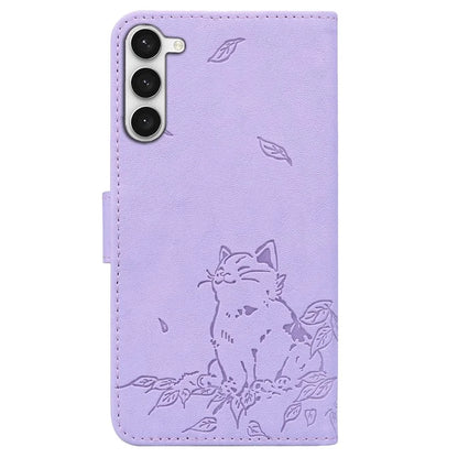 For Samsung Galaxy S23+ Case Wallet Cat Pattern Imprinted Leather Phone Cover