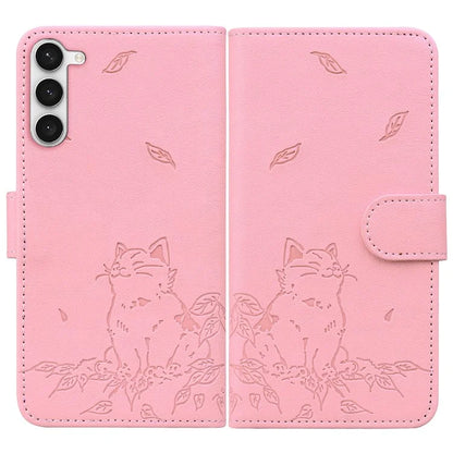 For Samsung Galaxy S23+ Case Wallet Cat Pattern Imprinted Leather Phone Cover