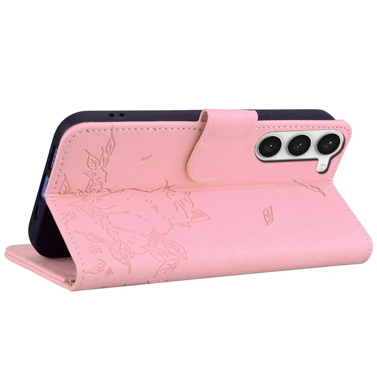 For Samsung Galaxy S23+ Case Wallet Cat Pattern Imprinted Leather Phone Cover