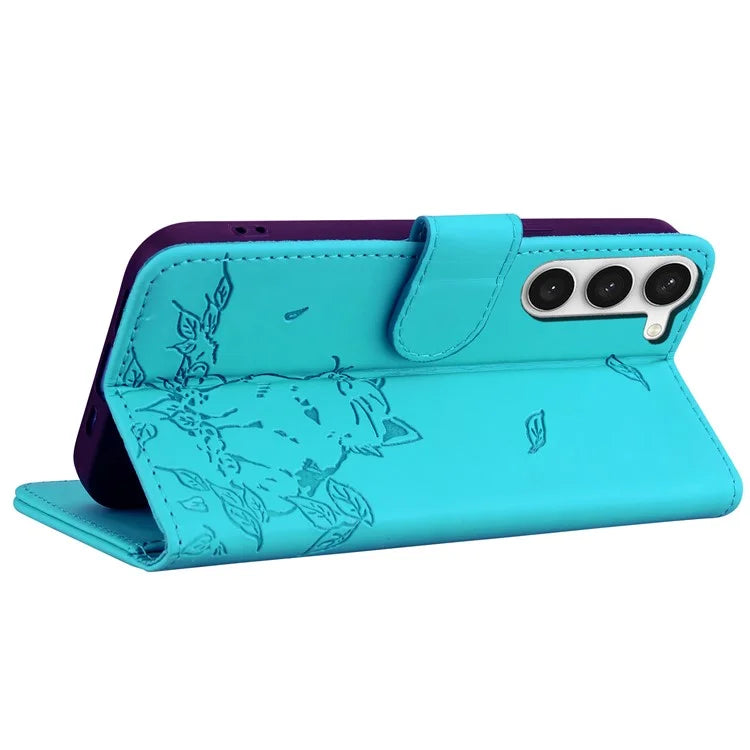 For Samsung Galaxy S23+ Case Wallet Cat Pattern Imprinted Leather Phone Cover