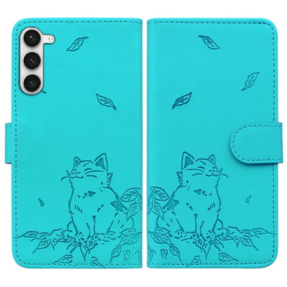 For Samsung Galaxy S23 Case Wallet Cat Pattern Imprinted Leather Phone Cover