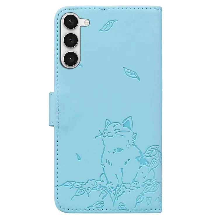 For Samsung Galaxy S23 Case Wallet Cat Pattern Imprinted Leather Phone Cover