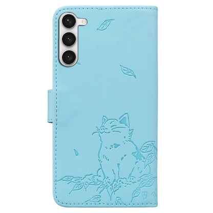 For Samsung Galaxy S23 Case Wallet Cat Pattern Imprinted Leather Phone Cover