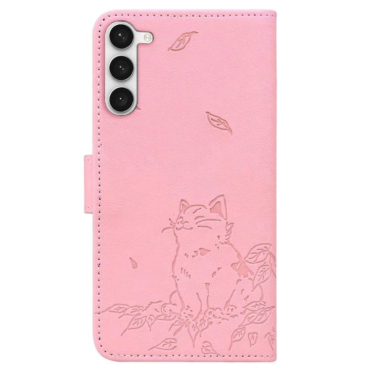 For Samsung Galaxy S23 Case Wallet Cat Pattern Imprinted Leather Phone Cover