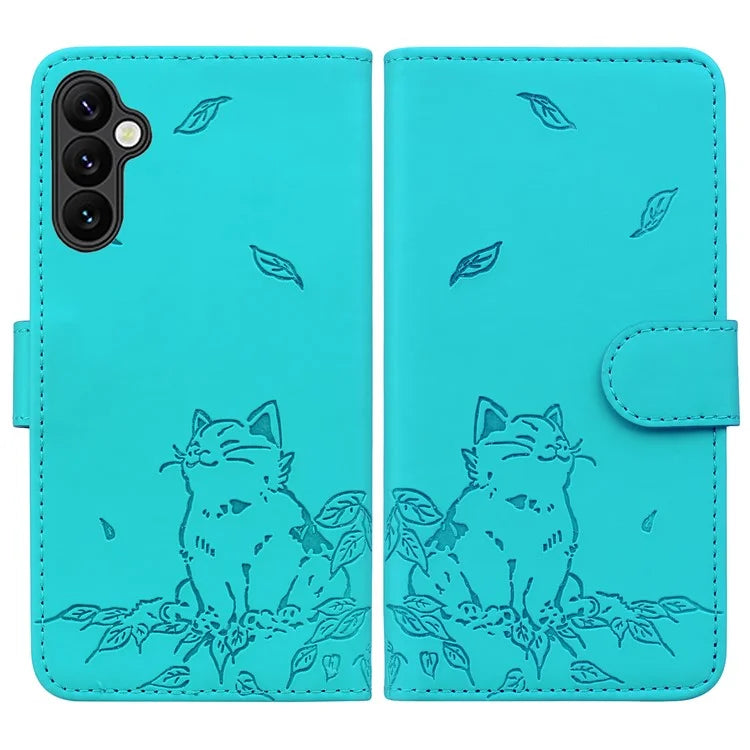 For Samsung Galaxy A54 5G Case Wallet Cat Pattern Imprinted Leather Phone Cover