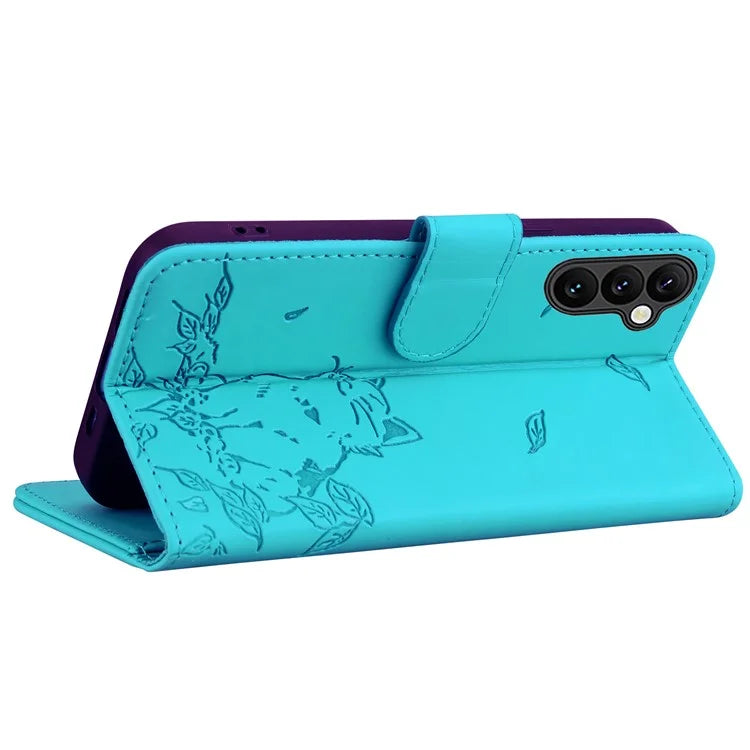 For Samsung Galaxy A54 5G Case Wallet Cat Pattern Imprinted Leather Phone Cover