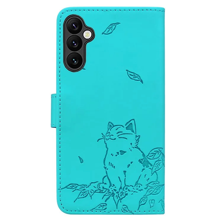 For Samsung Galaxy A54 5G Case Wallet Cat Pattern Imprinted Leather Phone Cover