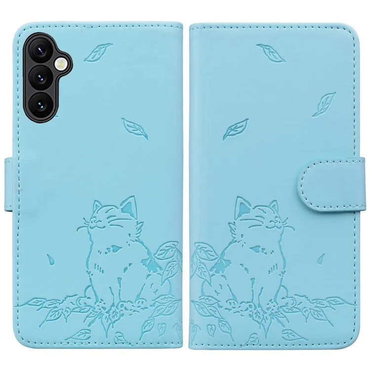For Samsung Galaxy A54 5G Case Wallet Cat Pattern Imprinted Leather Phone Cover