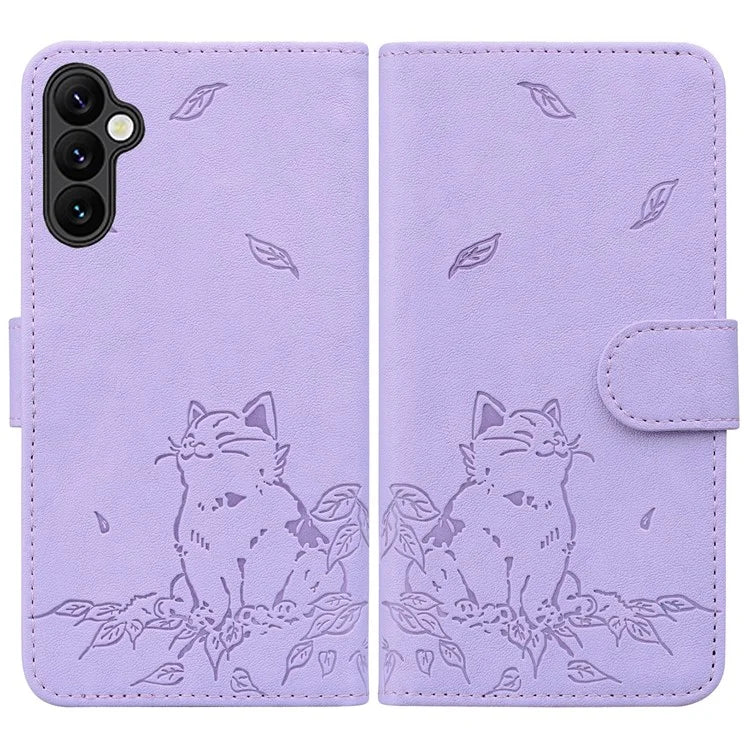 For Samsung Galaxy A54 5G Case Wallet Cat Pattern Imprinted Leather Phone Cover