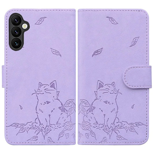 For Samsung Galaxy A55 5G Case Wallet Cat Pattern Imprinted Leather Phone Cover