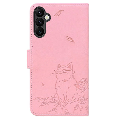 For Samsung Galaxy A55 5G Case Wallet Cat Pattern Imprinted Leather Phone Cover