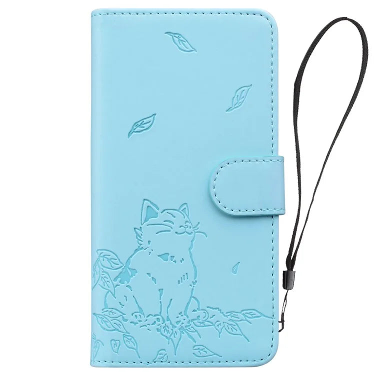 For Samsung Galaxy A25 5G (Global) (161.0 X 76.5 X 8.3mm) Case Wallet Cat Pattern Imprinted Leather Phone Cover