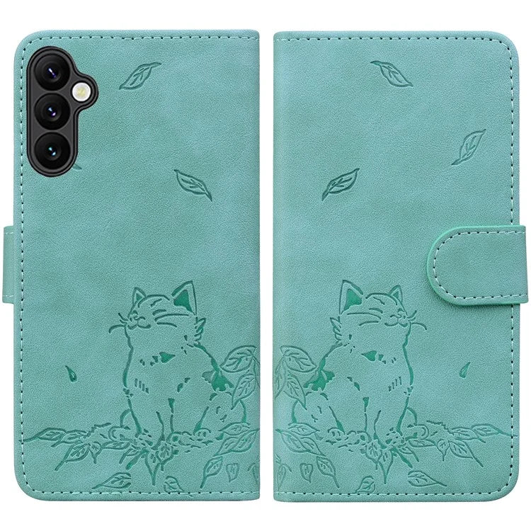 For Samsung Galaxy A35 5G Case Wallet Cat Pattern Imprinted Leather Phone Cover