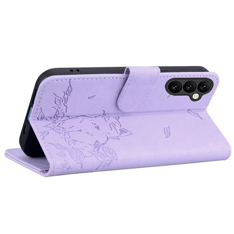 For Samsung Galaxy A35 5G Case Wallet Cat Pattern Imprinted Leather Phone Cover