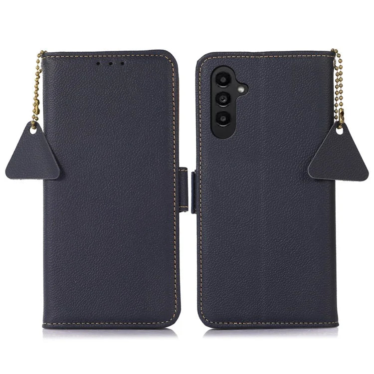 TJ For Samsung Galaxy A16 5G Case RFID Blocking Genuine Cow Leather Phone Cover