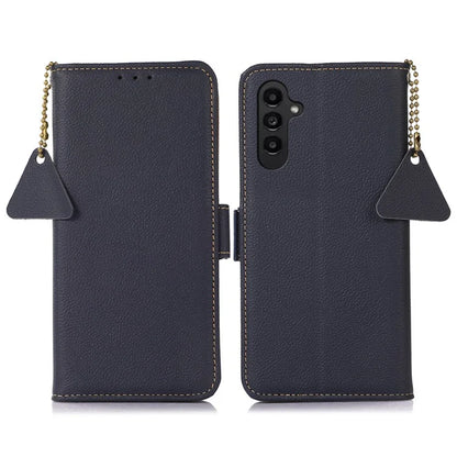 TJ For Samsung Galaxy A16 5G Case RFID Blocking Genuine Cow Leather Phone Cover