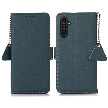 TJ For Samsung Galaxy A16 5G Case RFID Blocking Genuine Cow Leather Phone Cover