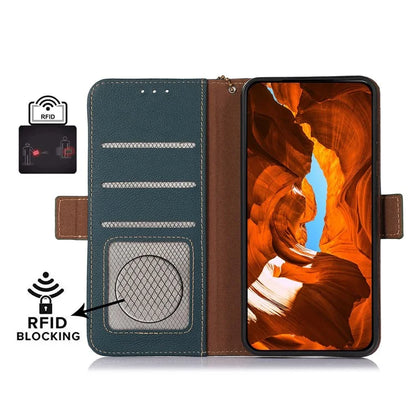 TJ For Samsung Galaxy A16 5G Case RFID Blocking Genuine Cow Leather Phone Cover