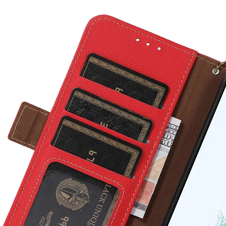 TJ For Samsung Galaxy A16 5G Case RFID Blocking Genuine Cow Leather Phone Cover