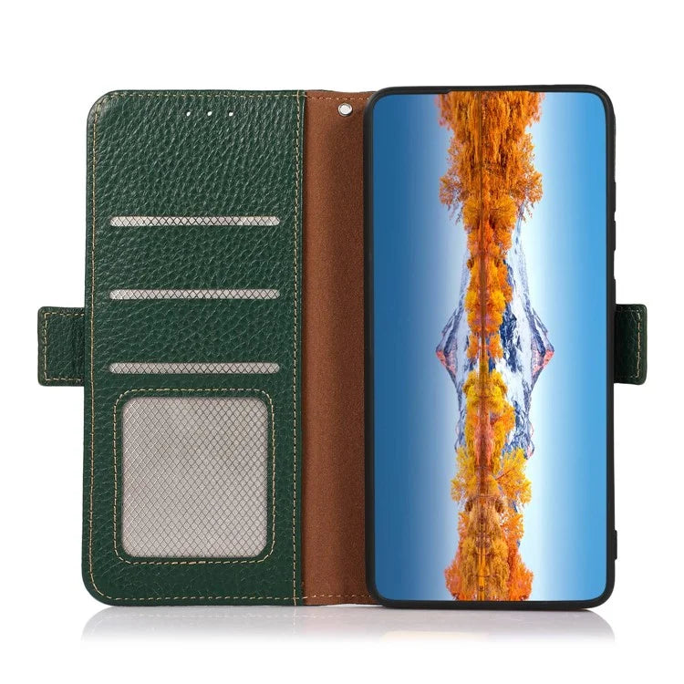 KHAZNEH For Samsung Galaxy A16 5G Phone Case Genuine Cow Leather Cover RFID Blocking