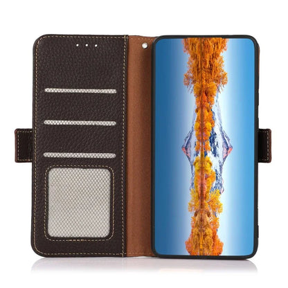 KHAZNEH For Samsung Galaxy A16 5G Phone Case Genuine Cow Leather Cover RFID Blocking