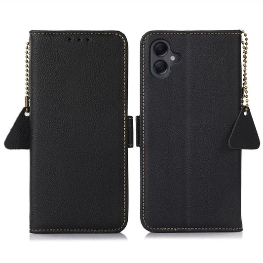 TJ For Samsung Galaxy A06 Case RFID Blocking Genuine Cow Leather Phone Cover