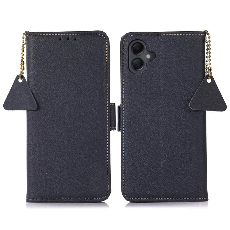 TJ For Samsung Galaxy A06 Case RFID Blocking Genuine Cow Leather Phone Cover