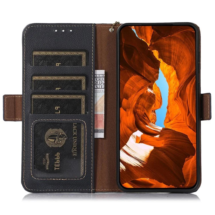 TJ For Samsung Galaxy A06 Case RFID Blocking Genuine Cow Leather Phone Cover