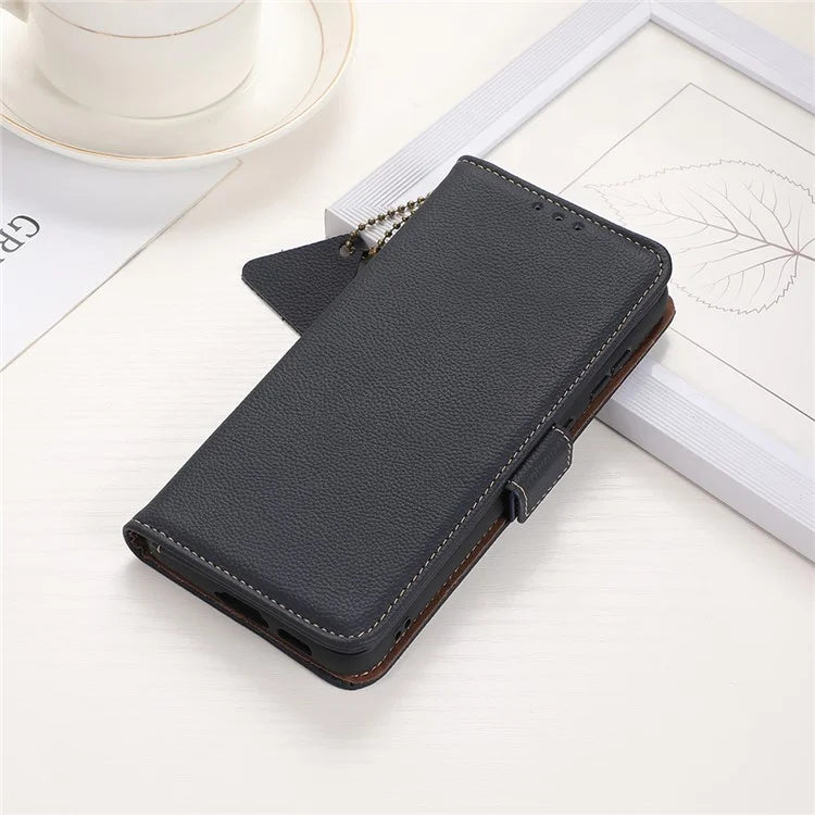 TJ For Samsung Galaxy A06 Case RFID Blocking Genuine Cow Leather Phone Cover