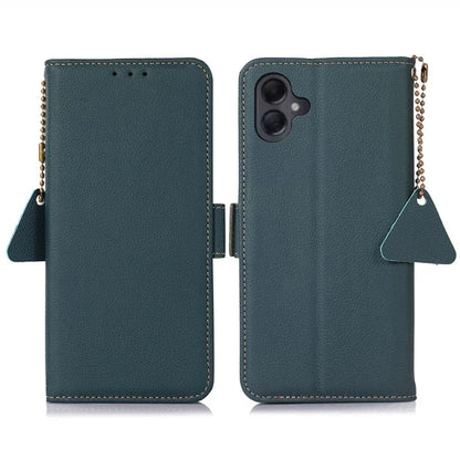TJ For Samsung Galaxy A06 Case RFID Blocking Genuine Cow Leather Phone Cover