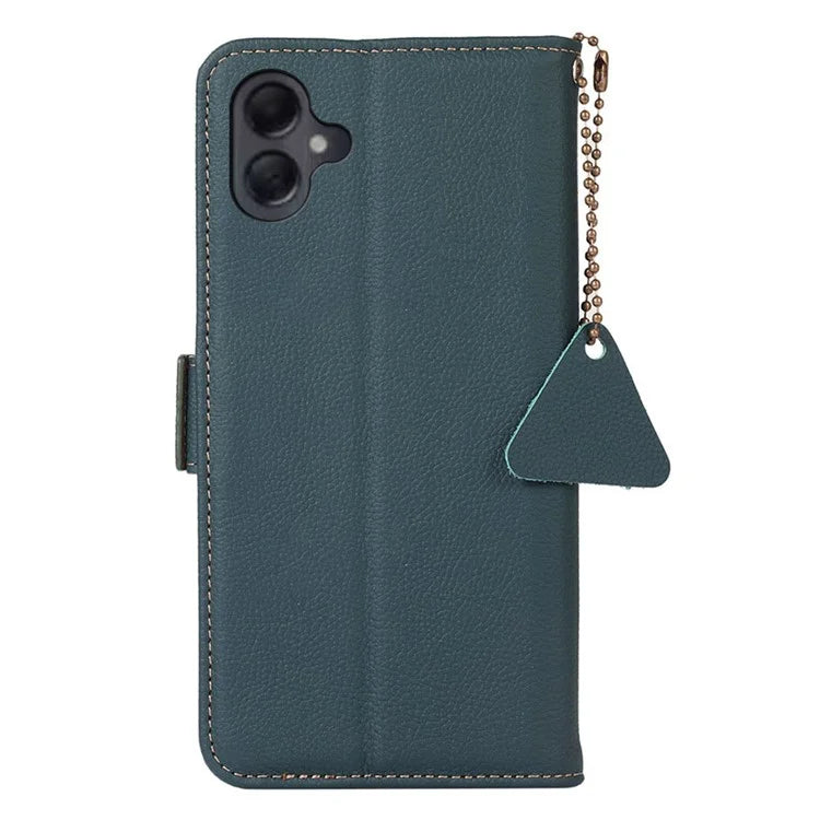 TJ For Samsung Galaxy A06 Case RFID Blocking Genuine Cow Leather Phone Cover