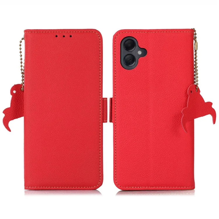 TJ For Samsung Galaxy A06 Case RFID Blocking Genuine Cow Leather Phone Cover