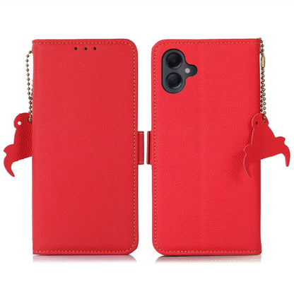 TJ For Samsung Galaxy A06 Case RFID Blocking Genuine Cow Leather Phone Cover