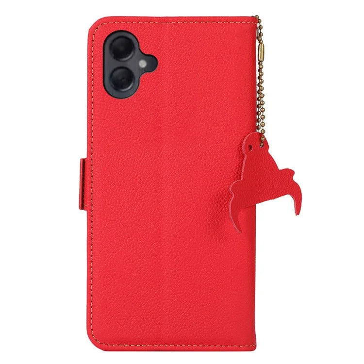 TJ For Samsung Galaxy A06 Case RFID Blocking Genuine Cow Leather Phone Cover