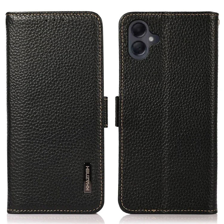 KHAZNEH For Samsung Galaxy A06 Phone Case Genuine Cow Leather Cover RFID Blocking