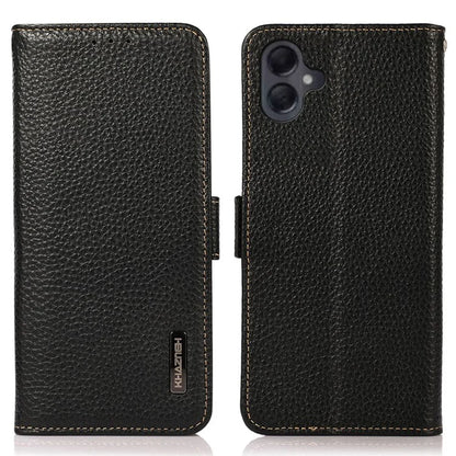 KHAZNEH For Samsung Galaxy A06 Phone Case Genuine Cow Leather Cover RFID Blocking