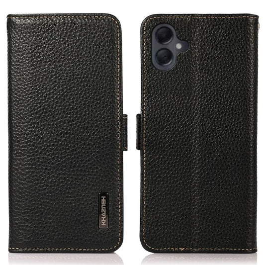 KHAZNEH For Samsung Galaxy A06 Phone Case Genuine Cow Leather Cover RFID Blocking