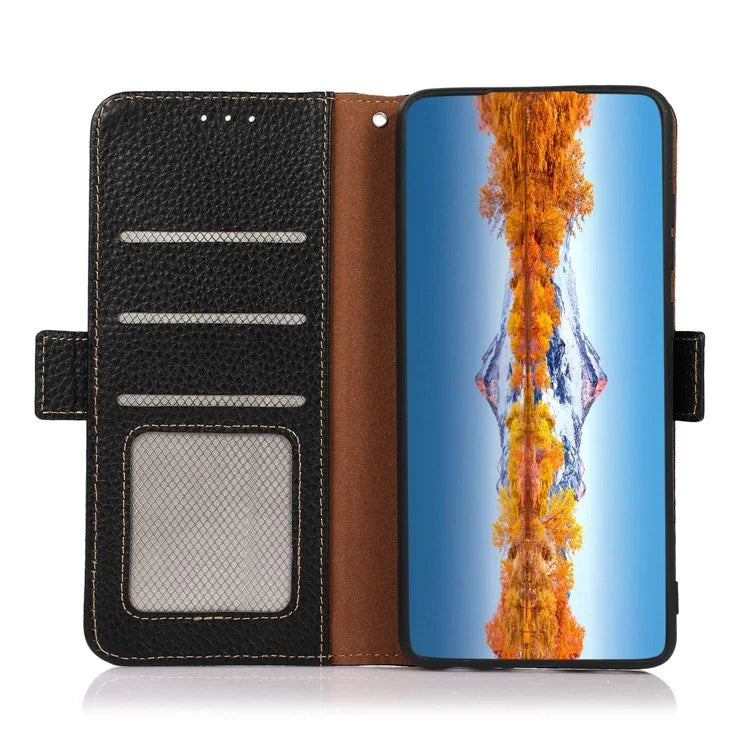 KHAZNEH For Samsung Galaxy A06 Phone Case Genuine Cow Leather Cover RFID Blocking