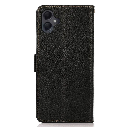 KHAZNEH For Samsung Galaxy A06 Phone Case Genuine Cow Leather Cover RFID Blocking