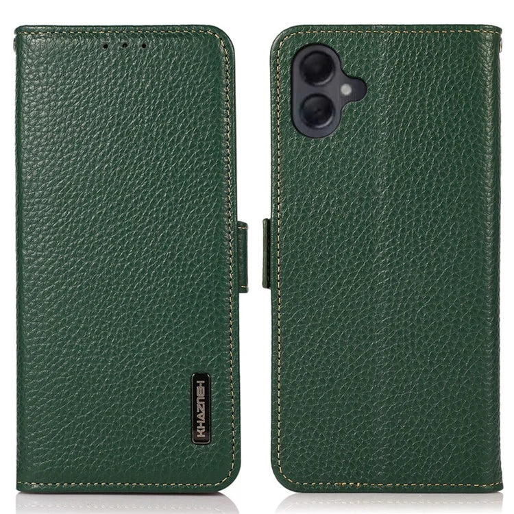 KHAZNEH For Samsung Galaxy A06 Phone Case Genuine Cow Leather Cover RFID Blocking