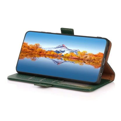 KHAZNEH For Samsung Galaxy A06 Phone Case Genuine Cow Leather Cover RFID Blocking