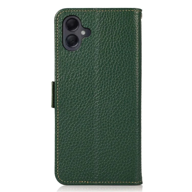 KHAZNEH For Samsung Galaxy A06 Phone Case Genuine Cow Leather Cover RFID Blocking