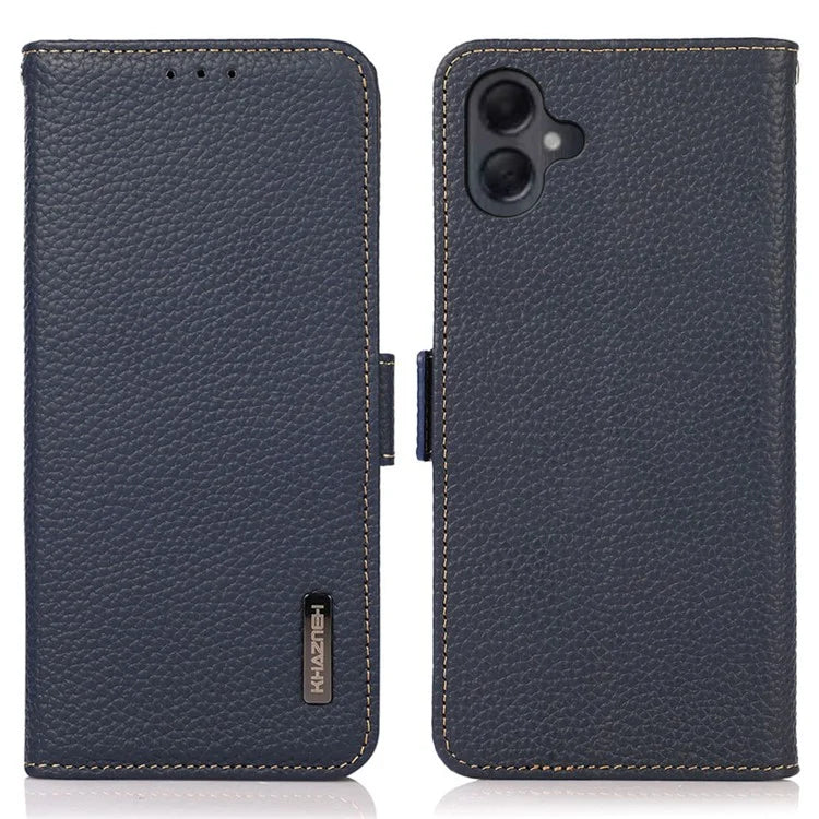 KHAZNEH For Samsung Galaxy A06 Phone Case Genuine Cow Leather Cover RFID Blocking