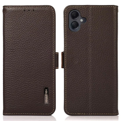 KHAZNEH For Samsung Galaxy A06 Phone Case Genuine Cow Leather Cover RFID Blocking