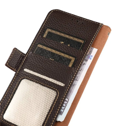 KHAZNEH For Samsung Galaxy A06 Phone Case Genuine Cow Leather Cover RFID Blocking