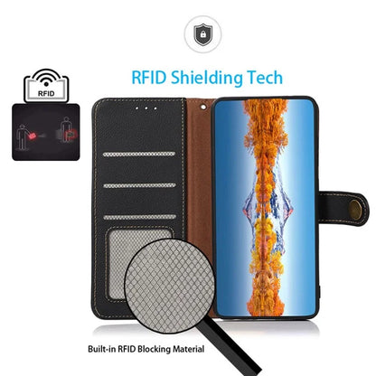 KHAZNEH For Samsung Galaxy A06 Case Genuine Cow Leather Wallet Phone Cover