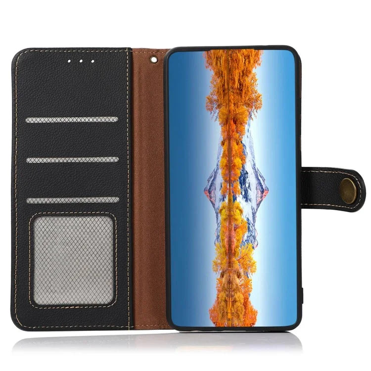 KHAZNEH For Samsung Galaxy A06 Case Genuine Cow Leather Wallet Phone Cover