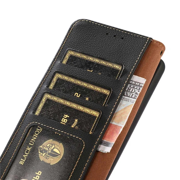 KHAZNEH For Samsung Galaxy A06 Case Genuine Cow Leather Wallet Phone Cover